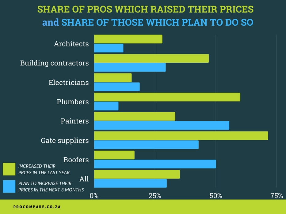 Share of Pros which raised their prices in 2021 and share of those which plan to do so in the coming months.