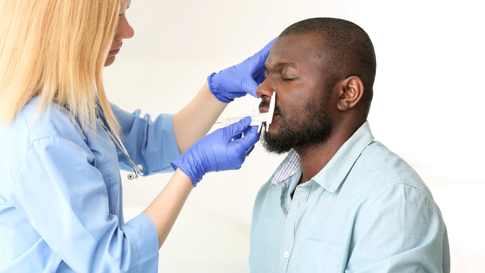 Medical professional measuring a patient